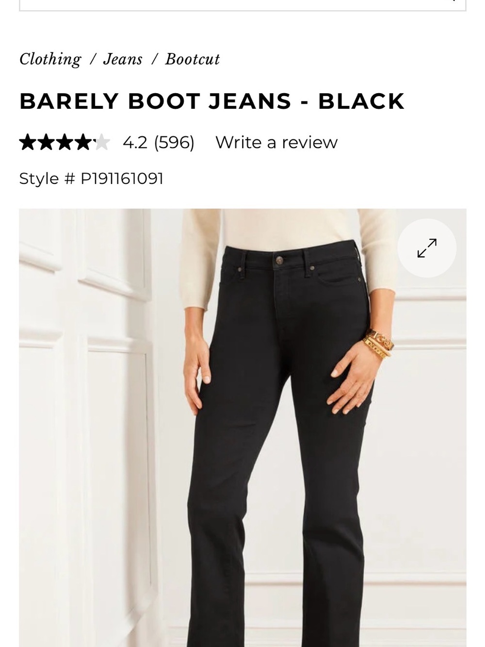 Talbots Barely Boot Jeans - Black